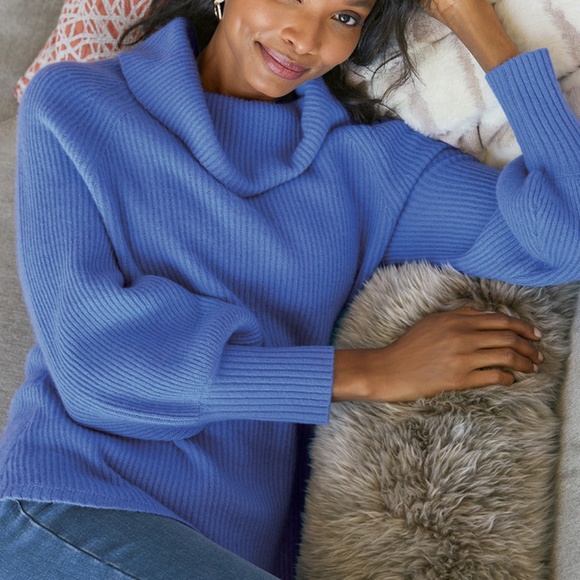 Soft Surroundings  Cashmere Calanthe Pullover Sweater sz XL Periwinkle $229 - Picture 1 of 14